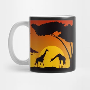 Giraffes in African Savanna Landscape Mug